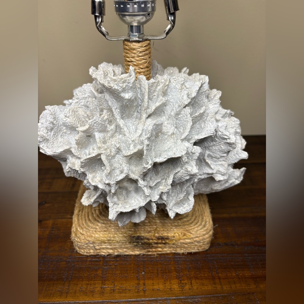Two’s Company Faux Coral Table Lamp- White - Picture 4 of 9
